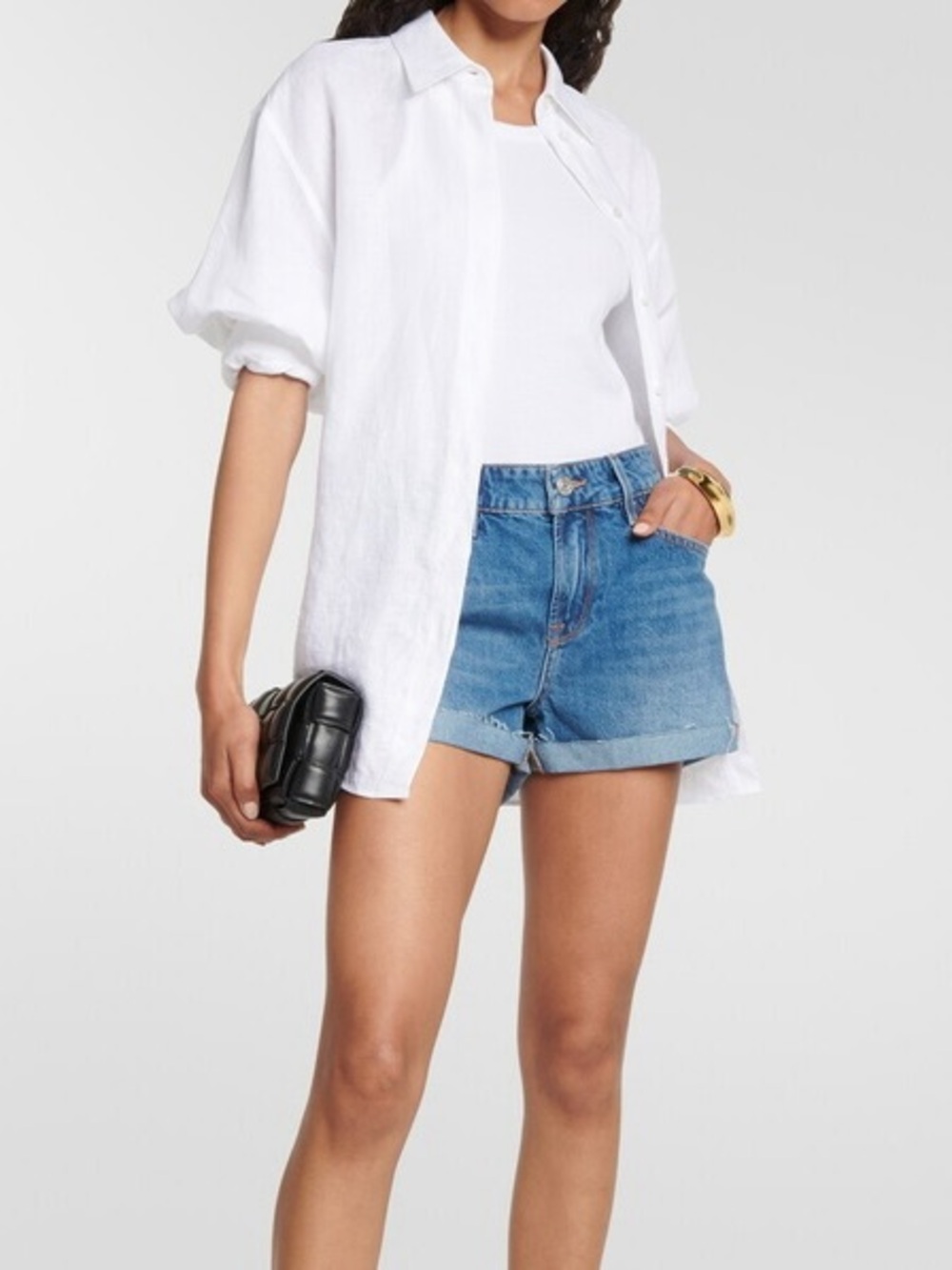 Frame Denim Le Grand Garcon High Waist Denim Shorts size 25 in Medium Wash